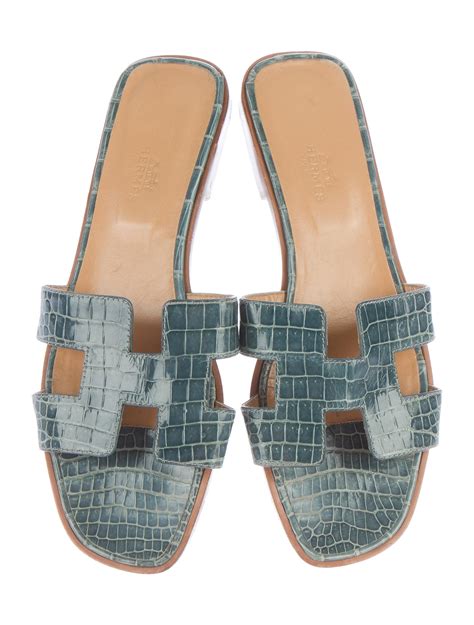 green hermes oran sandals|hermes oran crocodile sandals.